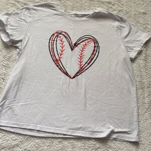 Women’s White Heart Baseball T-Shirt